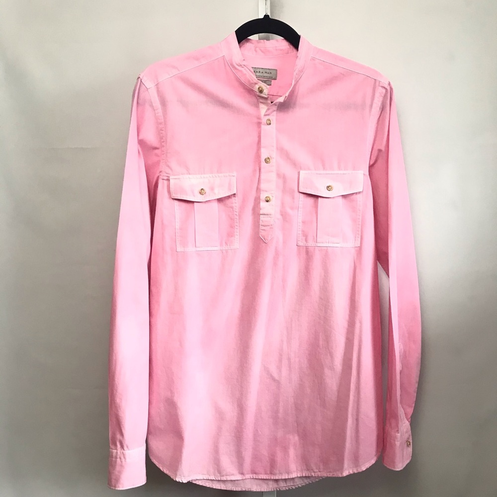 Zara Man mens slim fit pink long sleeve size S